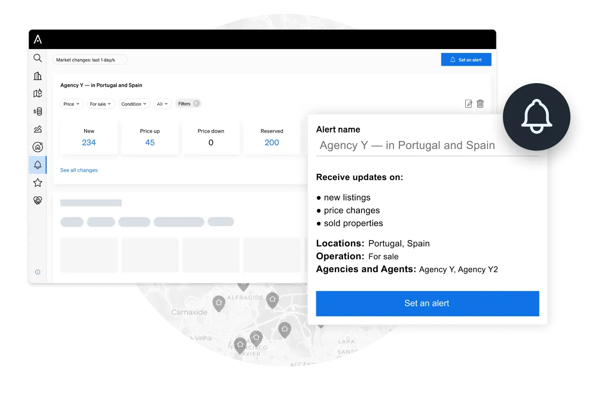 Real estate professionals can monitor competitors' portfolios with CASAFARI Alerts