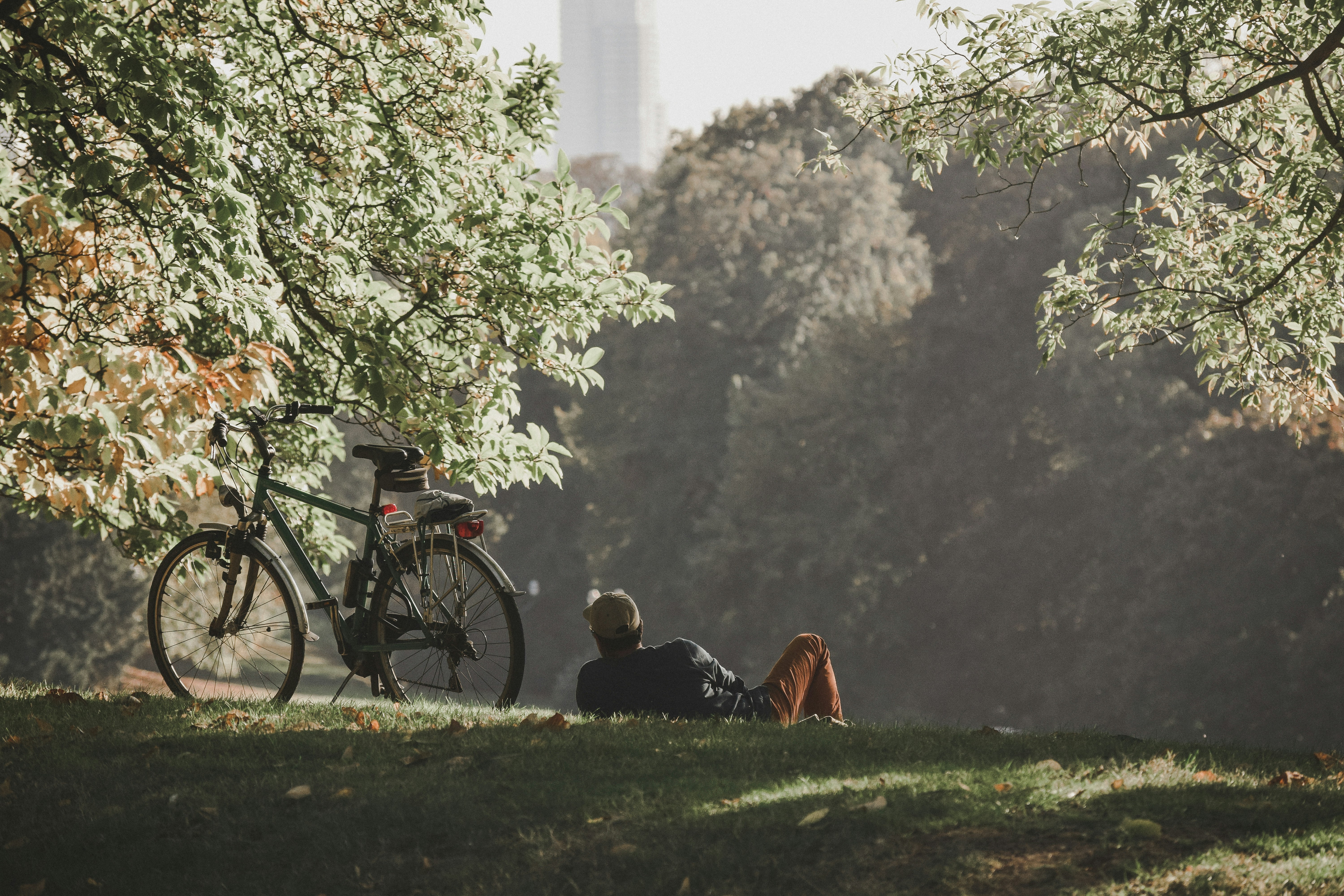 un homme au Bois de la Cambre, le principal espace vert de Bruxelles