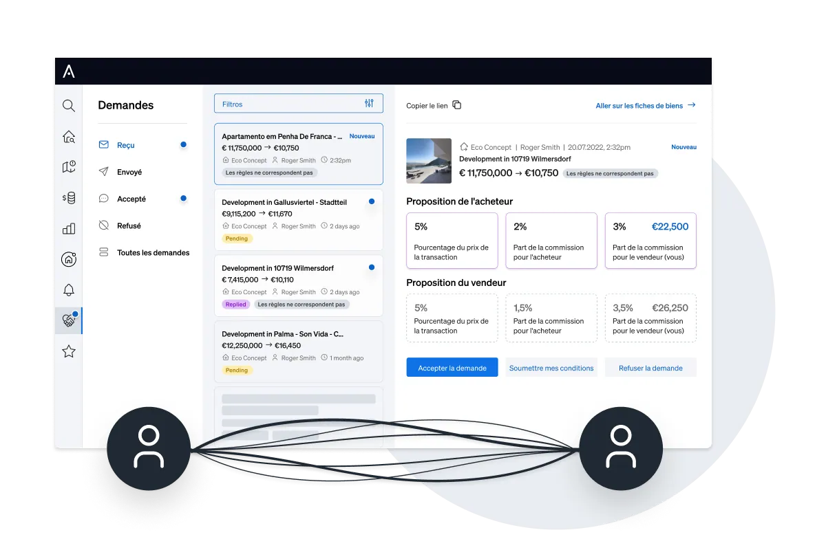 Collaborer plus efficacement avec d'autres agents dans le cadre de transactions immobilières est plus facile avec CASAFARI Connect.