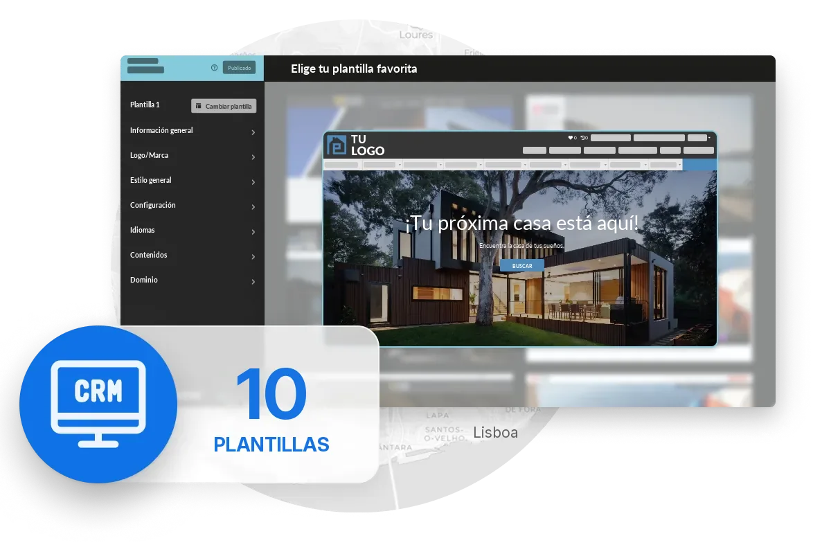 Creador de webs de CASAFARI CRM amb plantilles per al lloc web d'una agència immobiliària