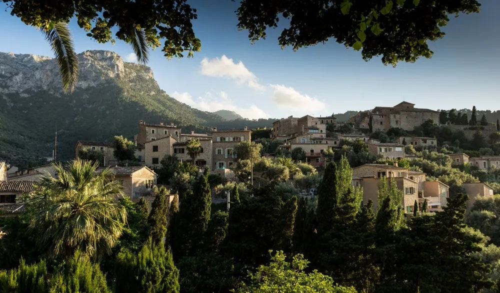 Belmond La Residencia set against the mountains in Deià