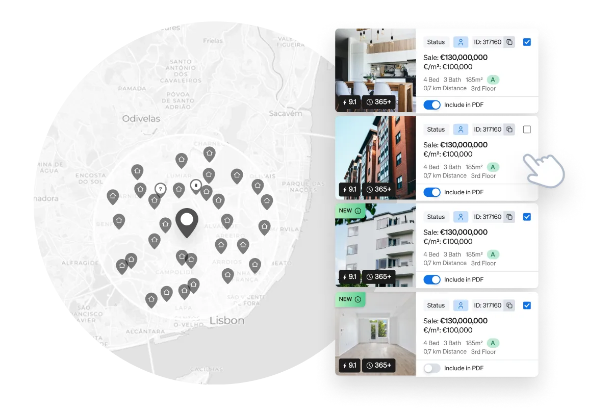 CASAFARI comparable properties for a valuation