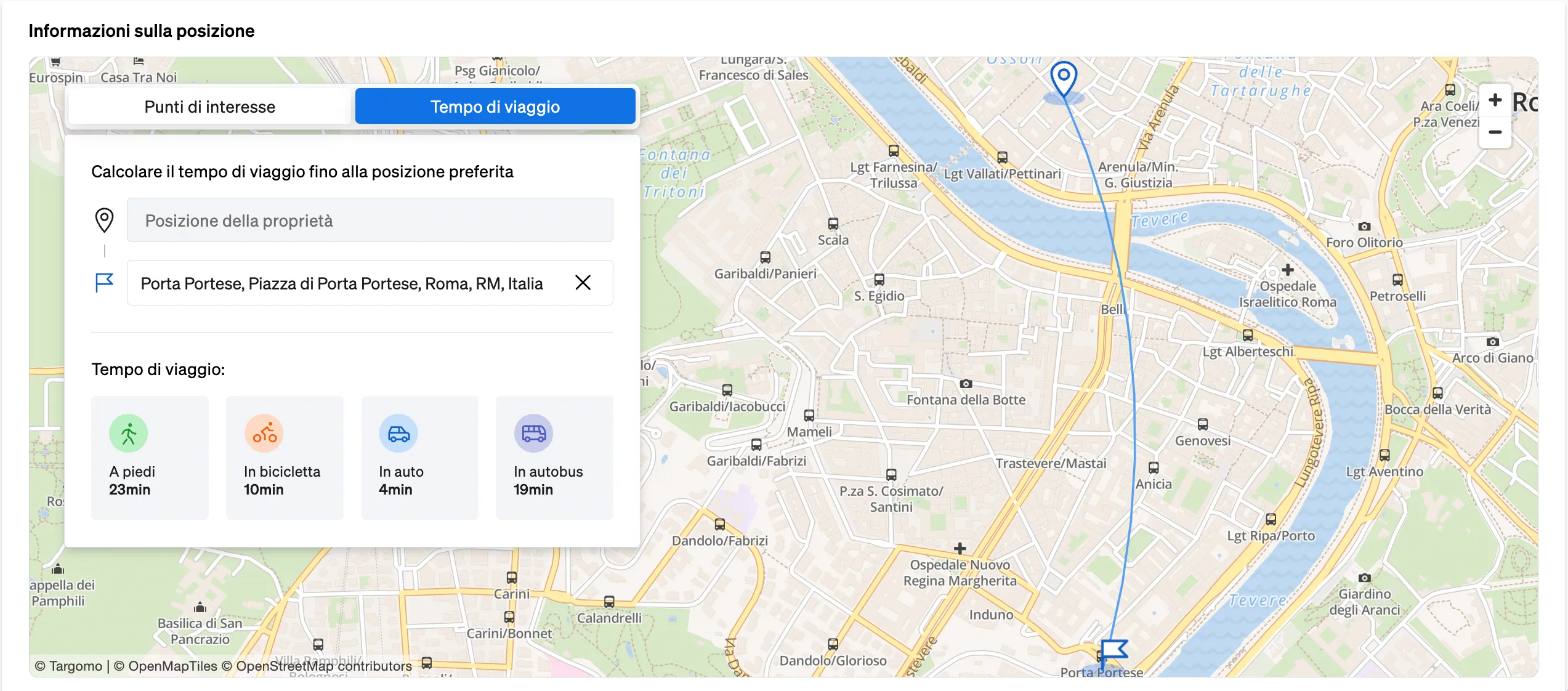 Vedere la distanza da un immobile a qualsiasi altro punto della città con CASAFARI