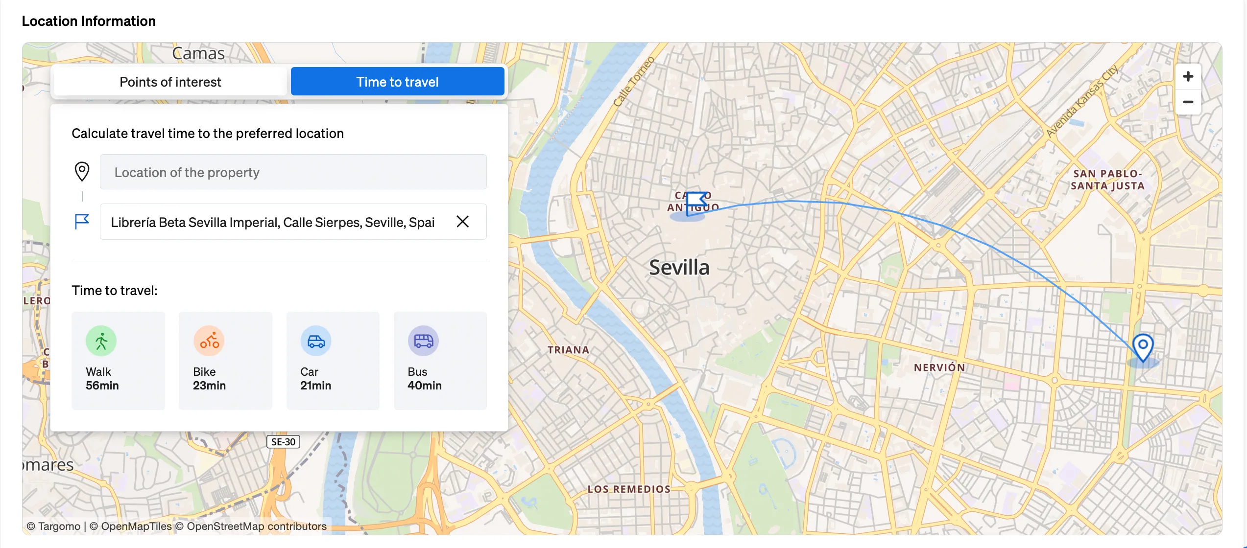 See the distance from a property to any other point in the city with CASAFARI