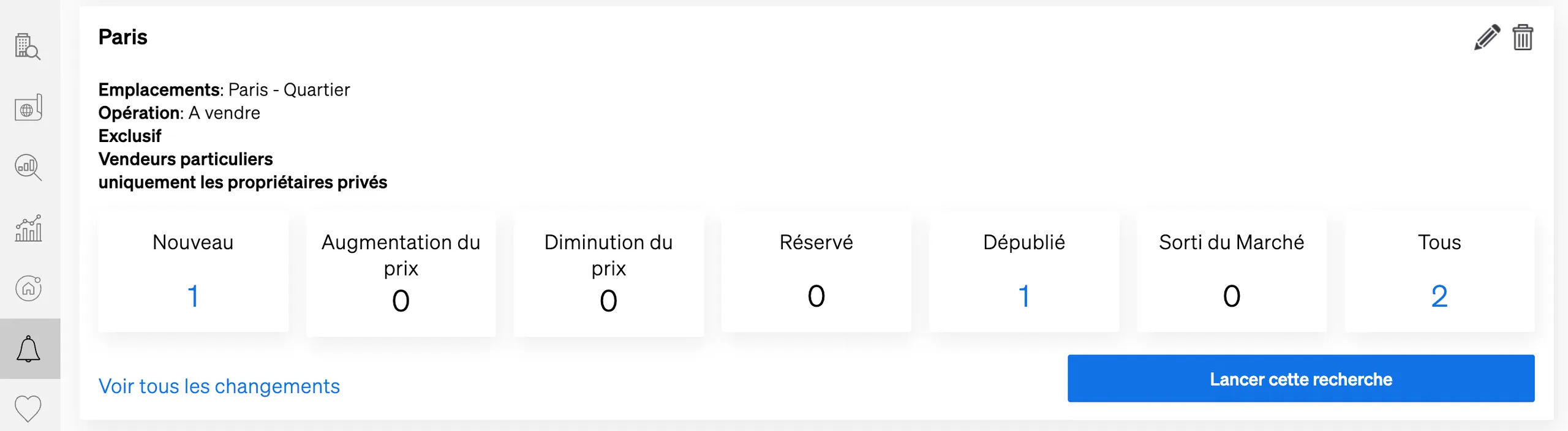 Définir des alertes à l'intérieur de CASAFARI pour rester informé sur le marché