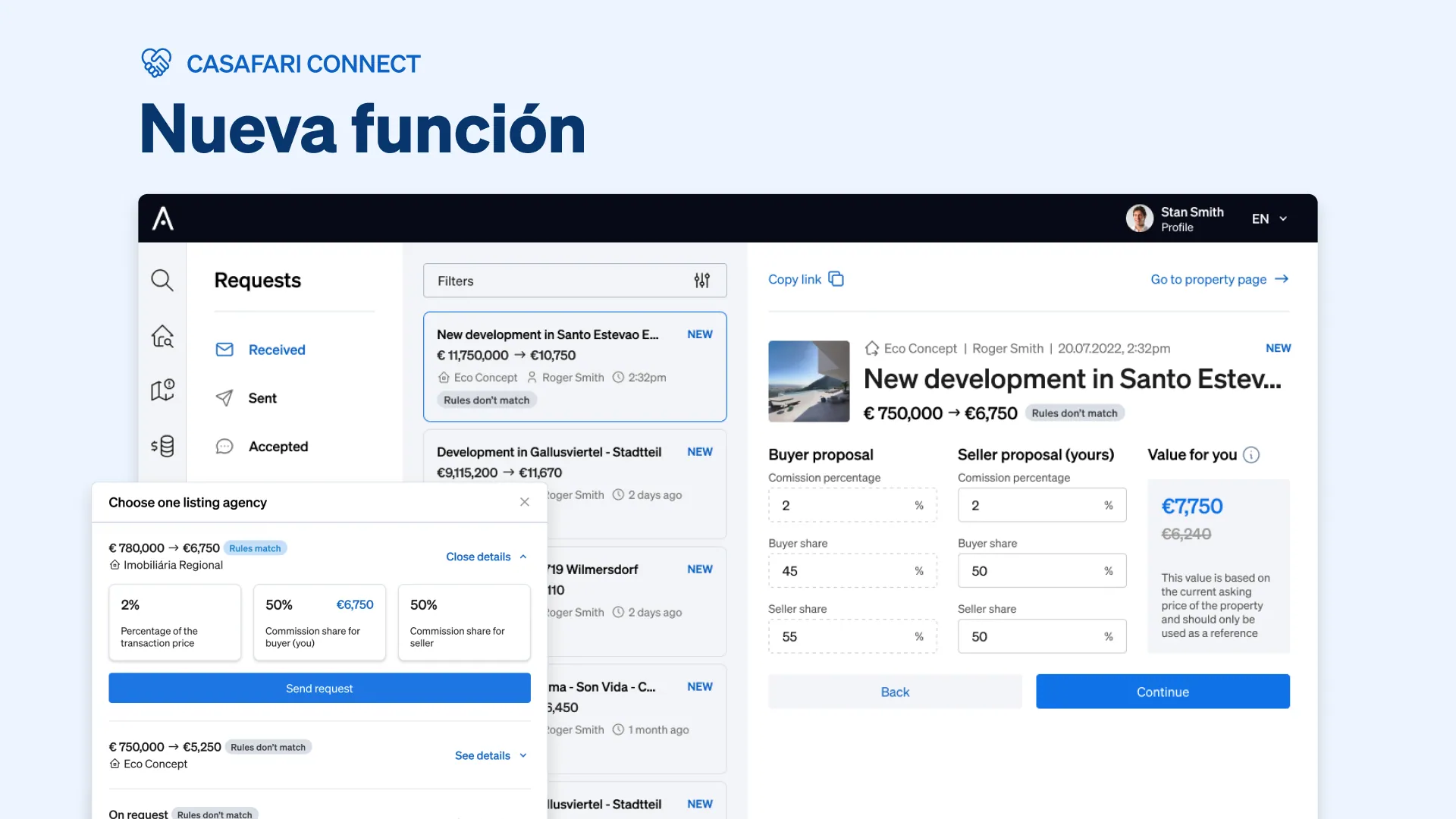 Nueva función de CASAFARI Connect: negociar las comisiones inmobiliarias y potenciar sus negocios inmobiliarios