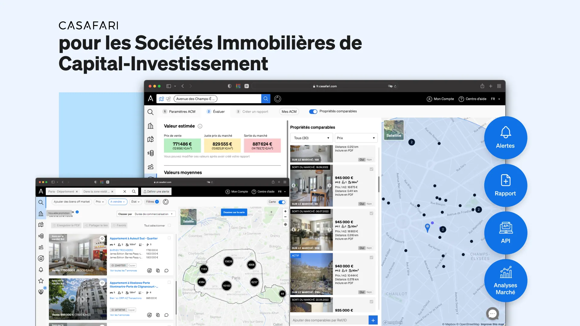 outils de CASAFARI pour les sociétés immobilières de capital-investissement