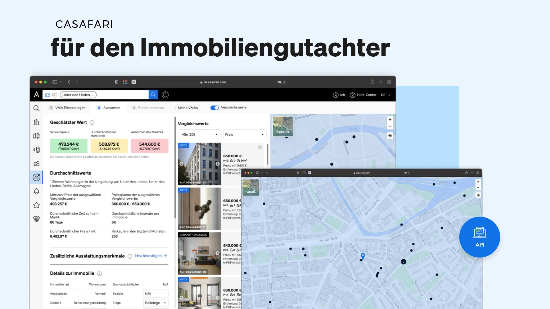 CASAFARI-Produkte für Immobilienbewerter