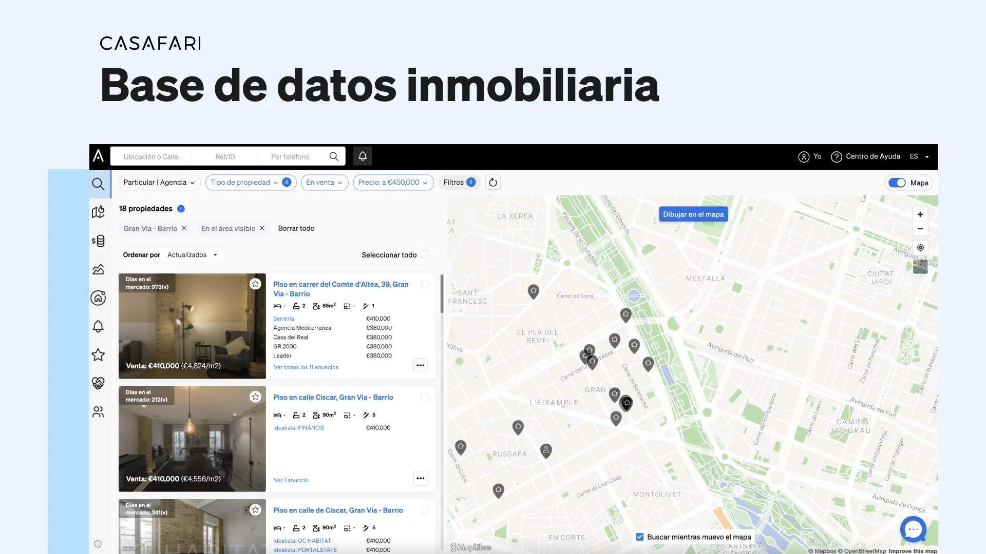 Características de la base de datos inmobiliaria de CASAFARI
