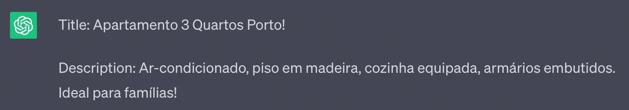 Anúncio do Google criado pelo ChatGPT para promover uma propriedade