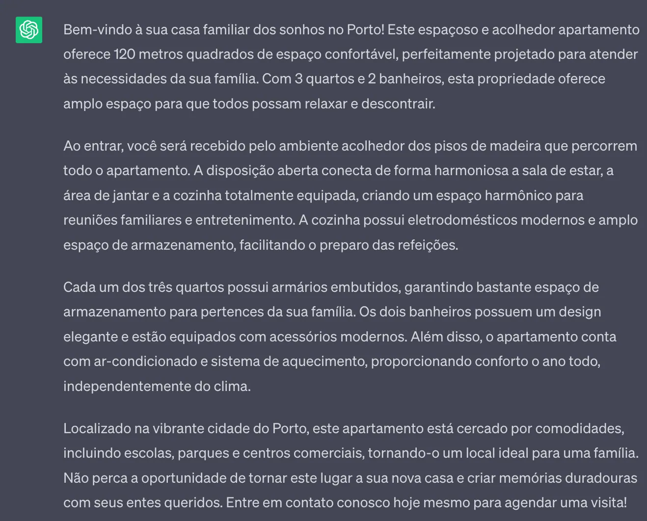 Descrição de uma propriedade feita pelo ChatGPT
