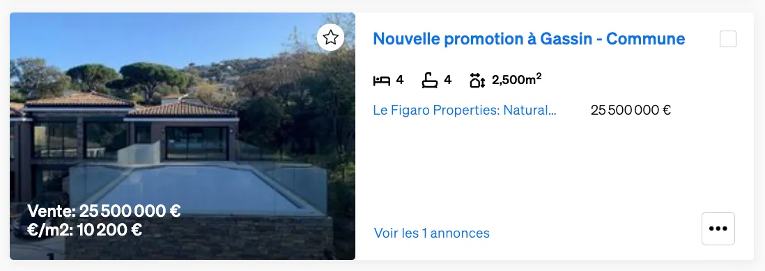 Propriété en construction, trouvée dans le filtre "Développements" de CASAFARI