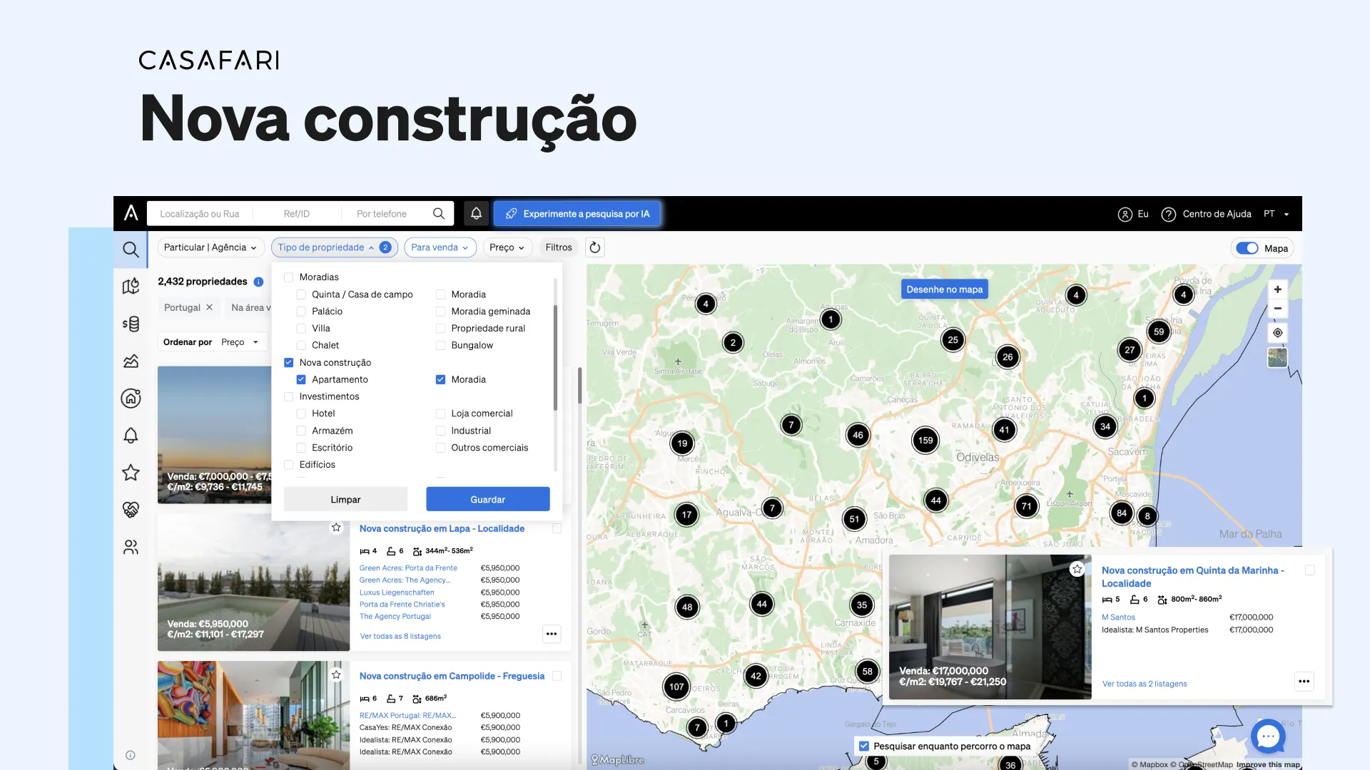 Nova construção na Pesquisa de imóveis da CASAFARI