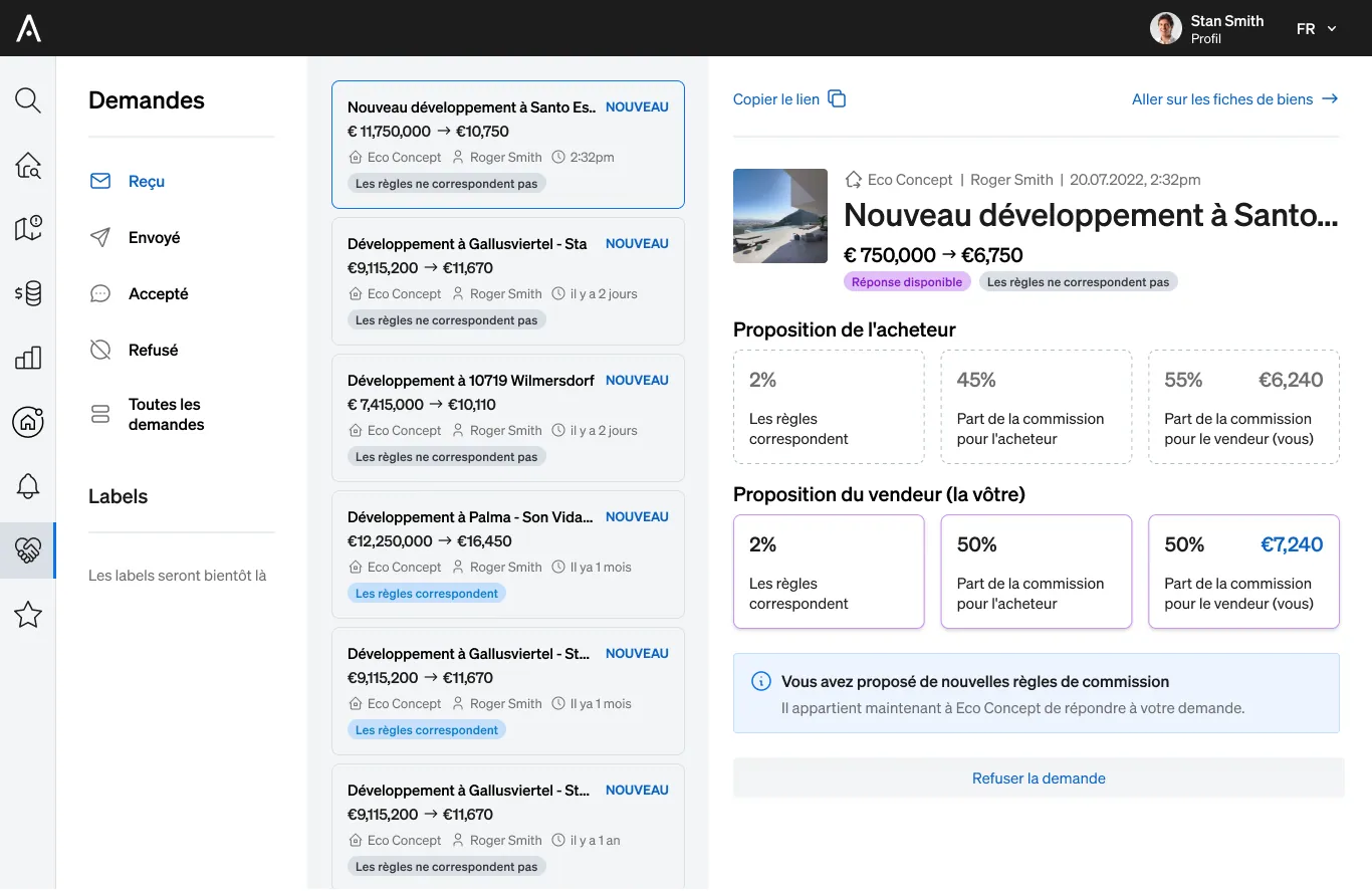 Gestion des partenariats avec d'autres agents immobiliers dans CASAFARI Connect