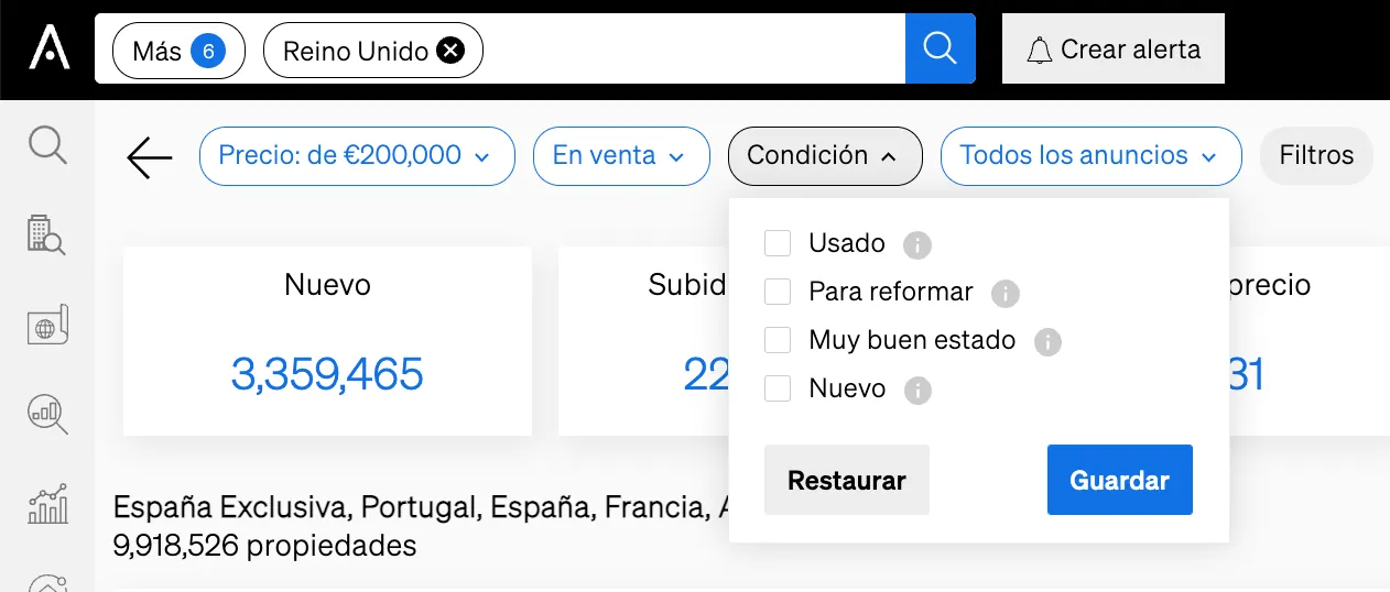 Definicions de preus, estat de la propietat i detalls d'alertes