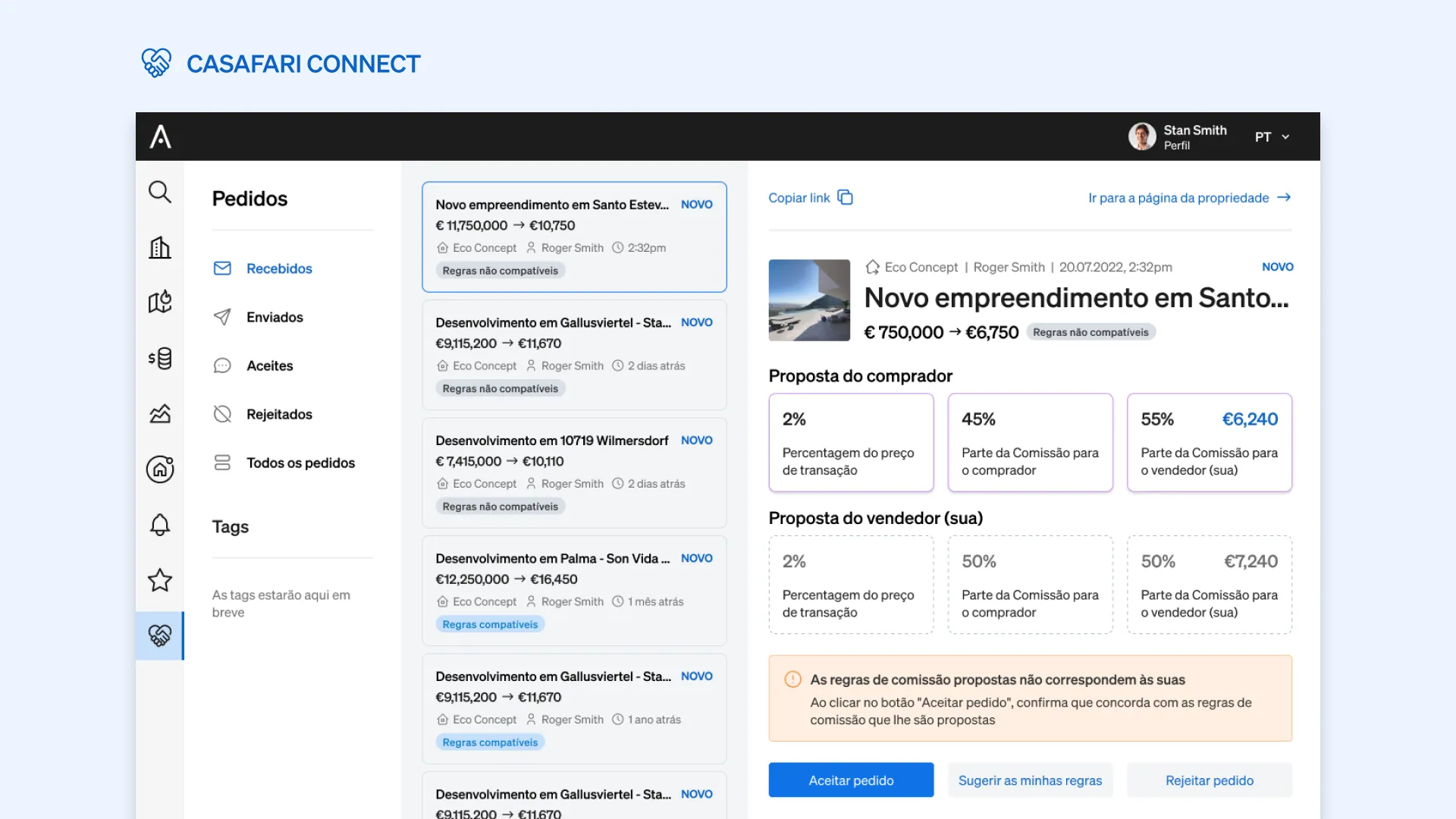 Partilha de negócios imobiliários com o CASAFARI Connect