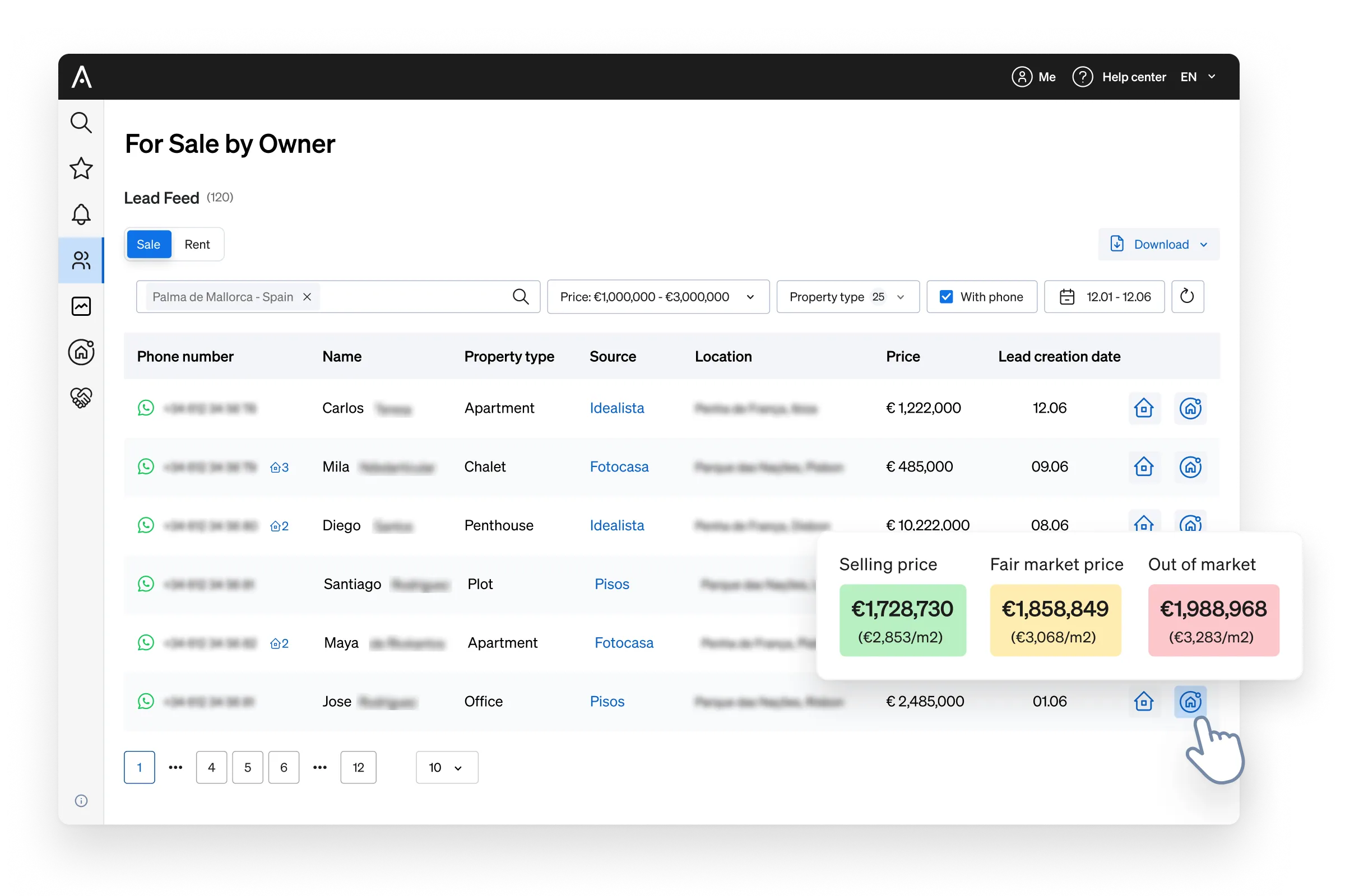 Finding private sellers around you on a specific market with CASAFARI's Lead Flow