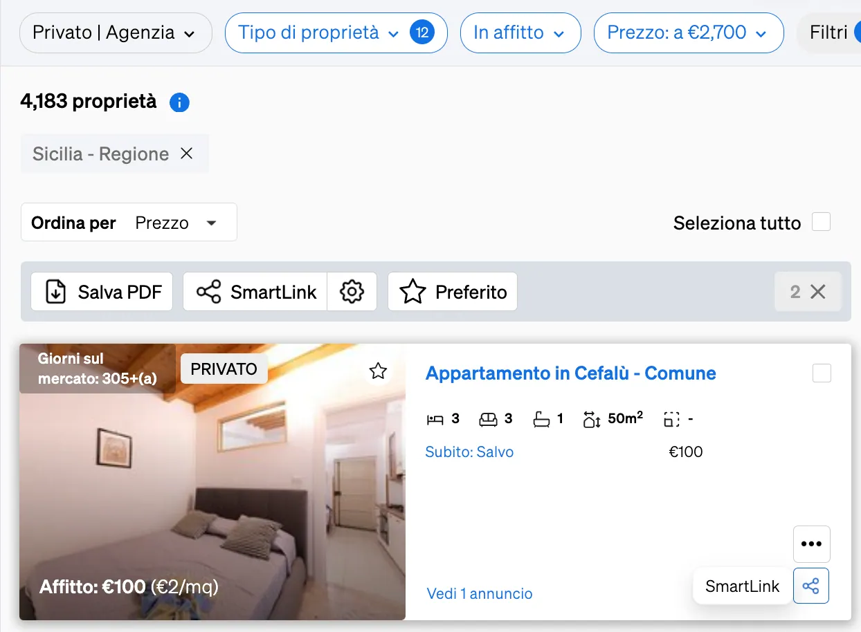 Creazione di uno Smartlink con la Ricerca di Immobili