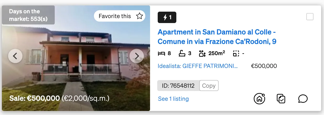 Adding a property to Favourites inside inside Property Sourcing
