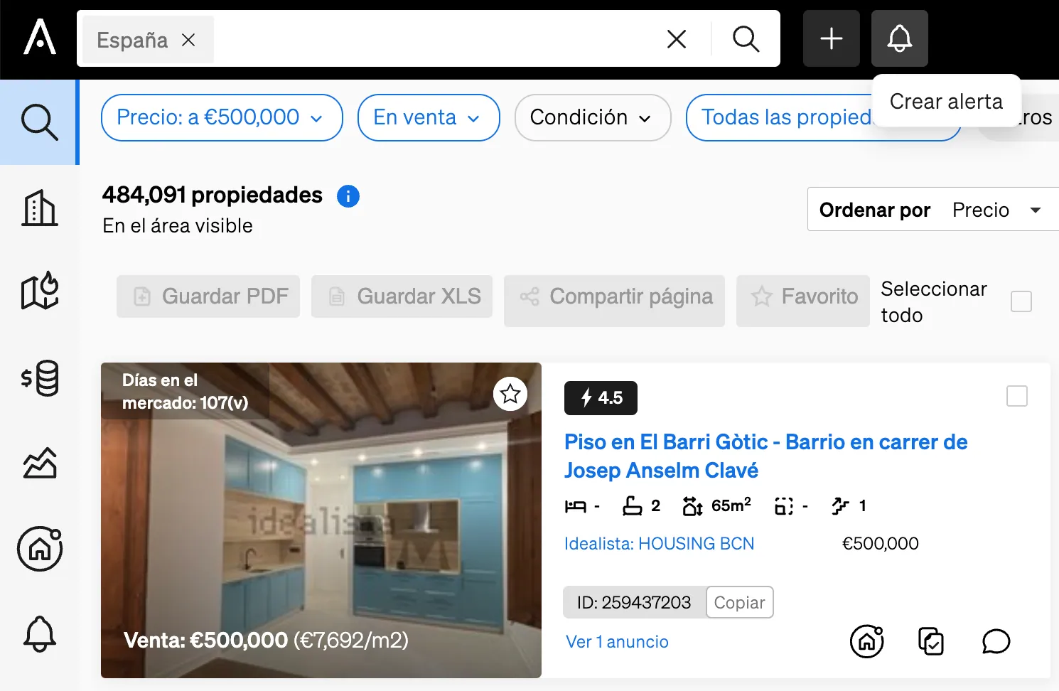 configurar alertes dins del cercador immobiliari de CASAFARI