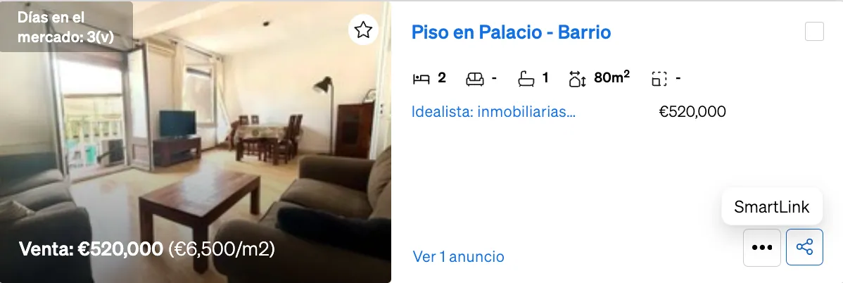 Botó per generar un Smartlink i compartir la informació d'un immoble amb els clients