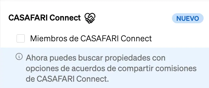 Filtra les propietats que formen part de CASAFARI Connect a la cerca de propietats de CASAFARI