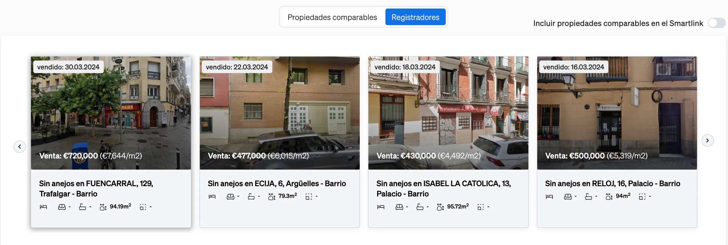 Propietats comparables al mercat disponibles a la pàgina de la propietat