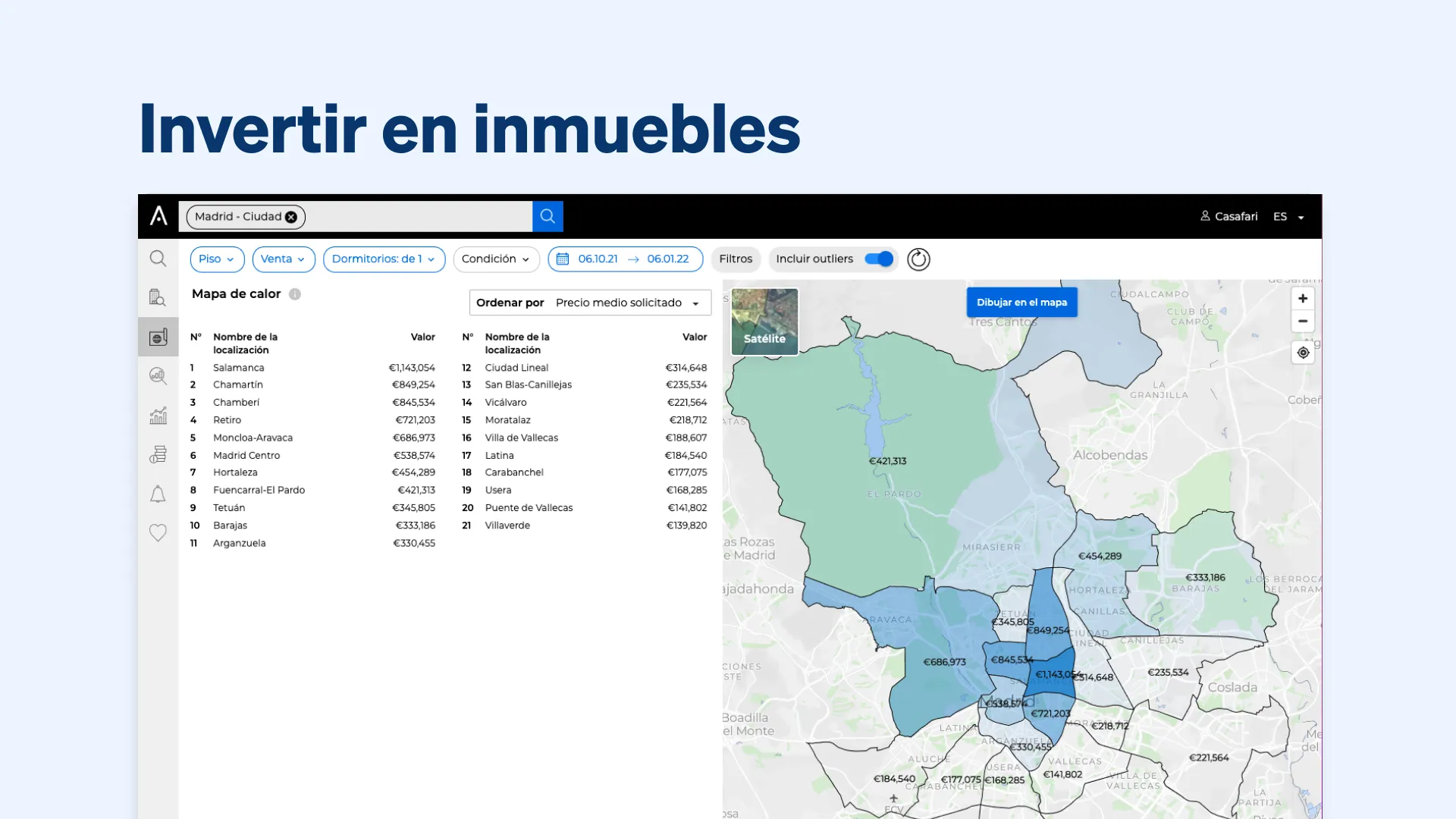 Encontrar la mejor ubicación para invertir en inmuebles con CASAFARI