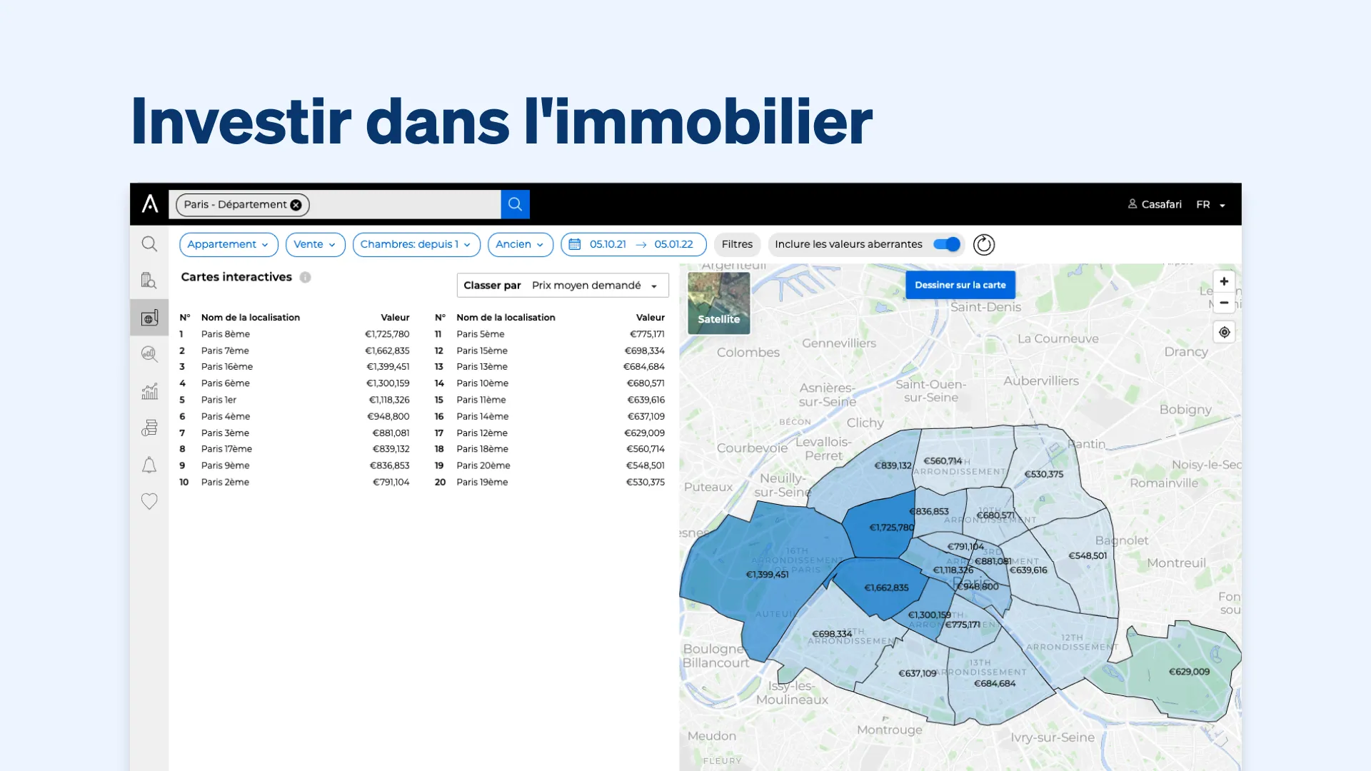 Trouver le meilleur emplacement pour investir dans l'immobilier avec CASAFARI
