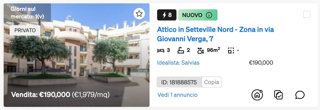 Etiquetta NUOVO all'interno dela ricerca di immobili di CASAFARI