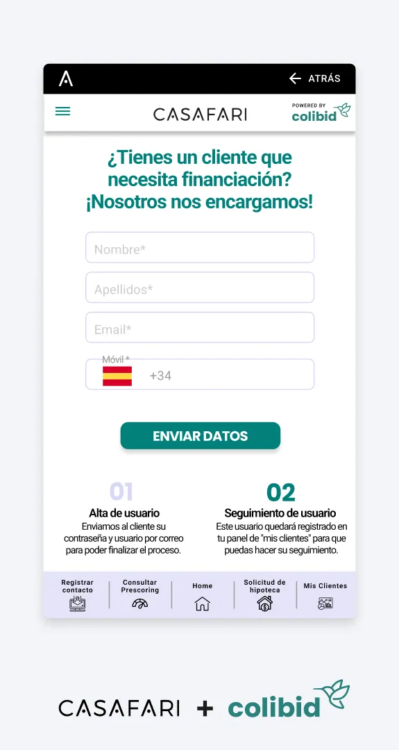 Registre del client a Colibid dins de CASAFARI