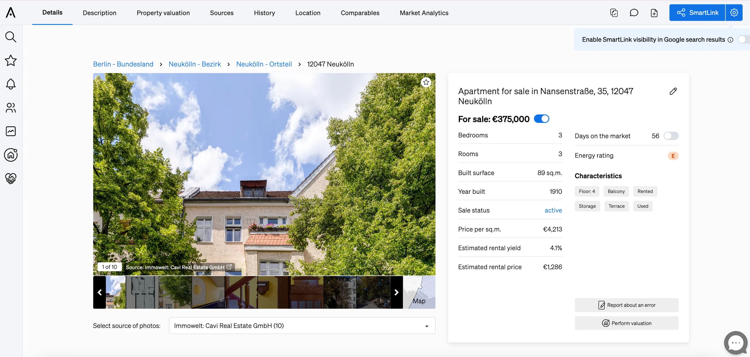 details of a property inside CASAFARI's property page