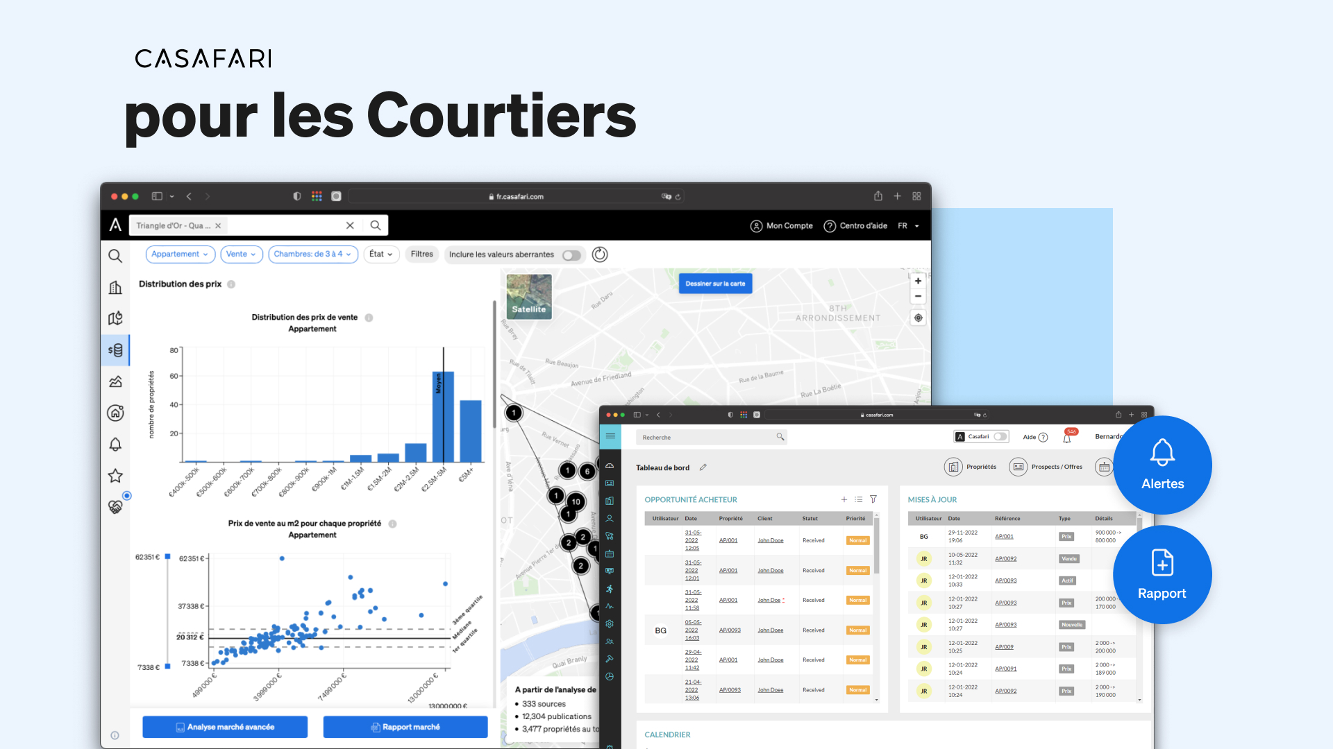 Les produits de CASAFARI pour le courtier immobilier
