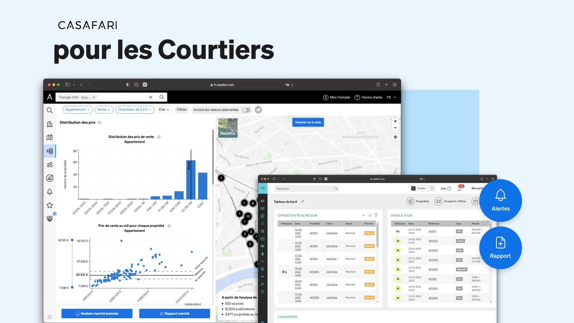 Les produits de CASAFARI pour le courtier immobilier
