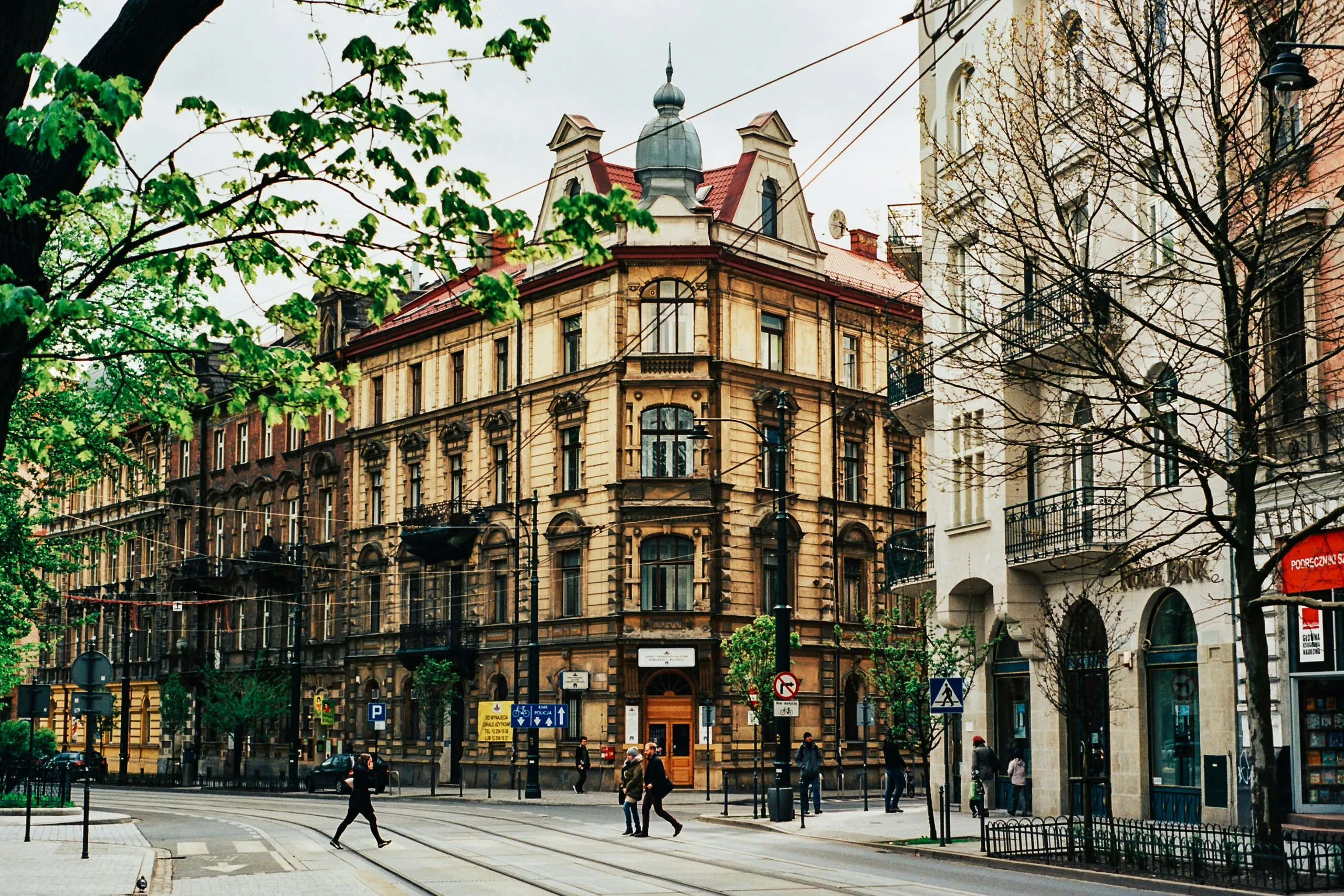 Magnificent buildings in Krakow, Poland. real estate