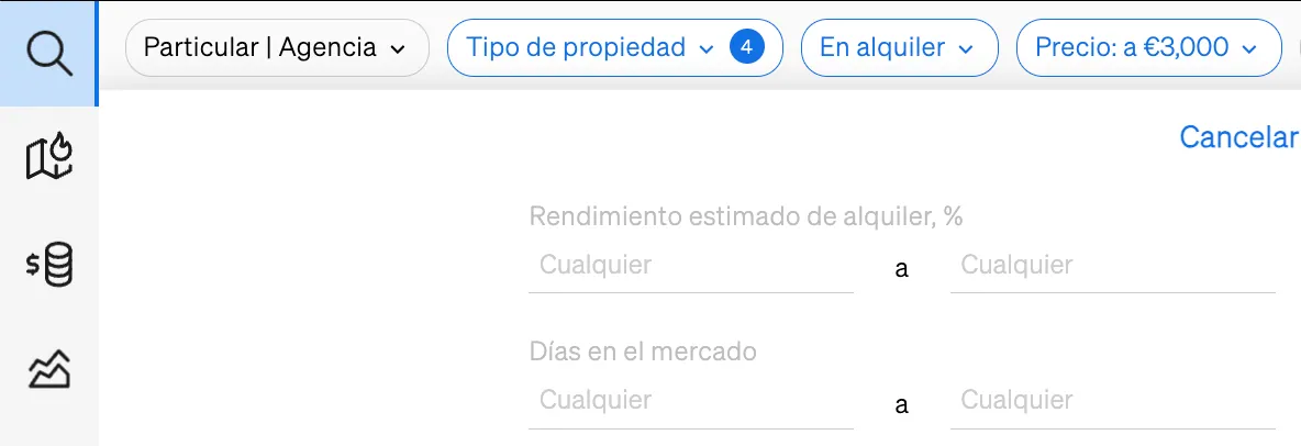 Filtre de rendibilitat del lloguer a la Cerca d'immobles de CASAFARI