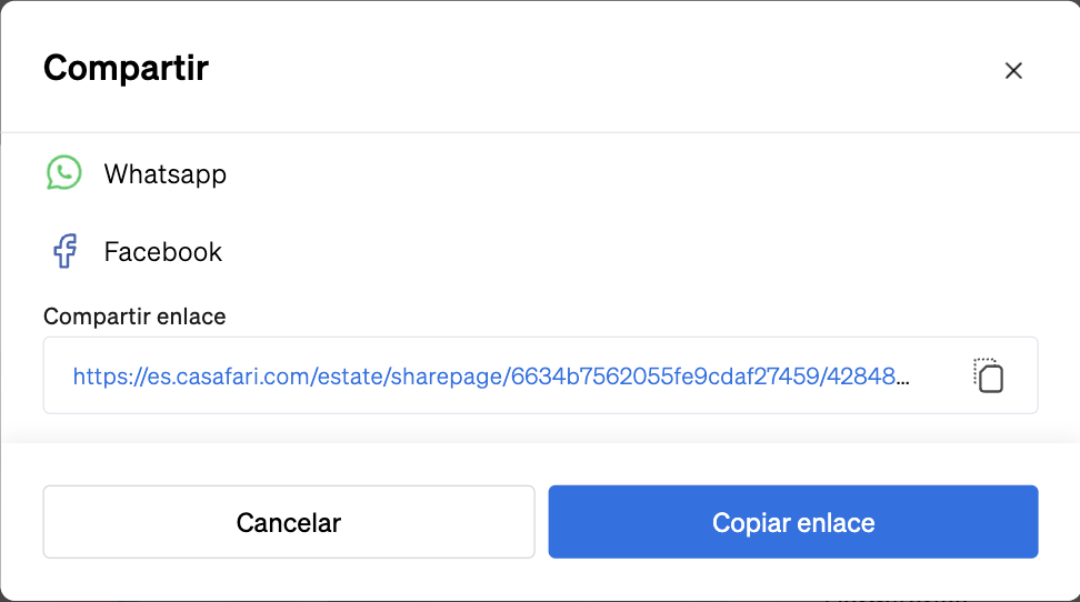 Comparte fácilmente el Smartlink a través de Facebook, WhatsApp o cualquier servicio de mensajería.