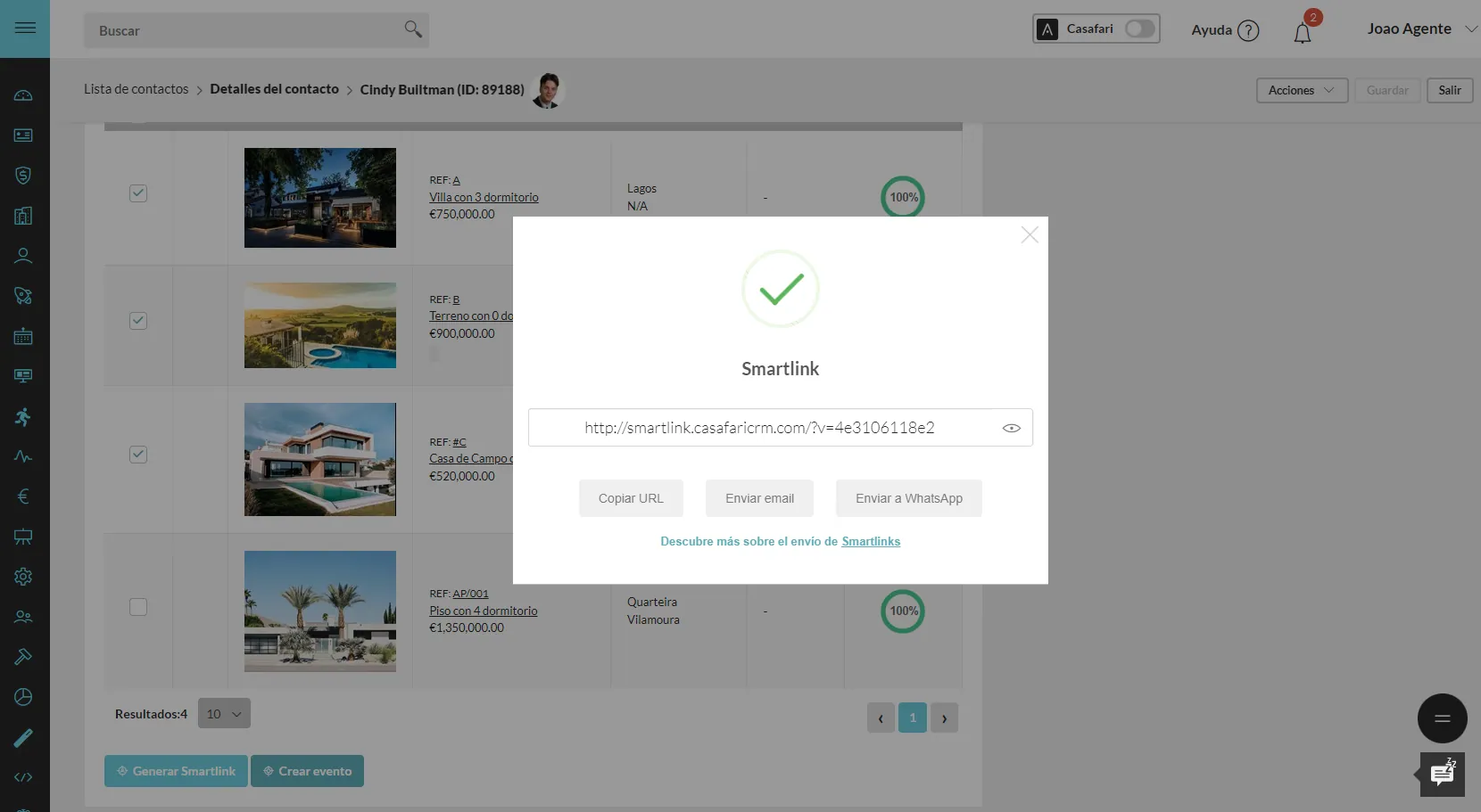 Creació de Smartlink dins del CRM de CASAFARI