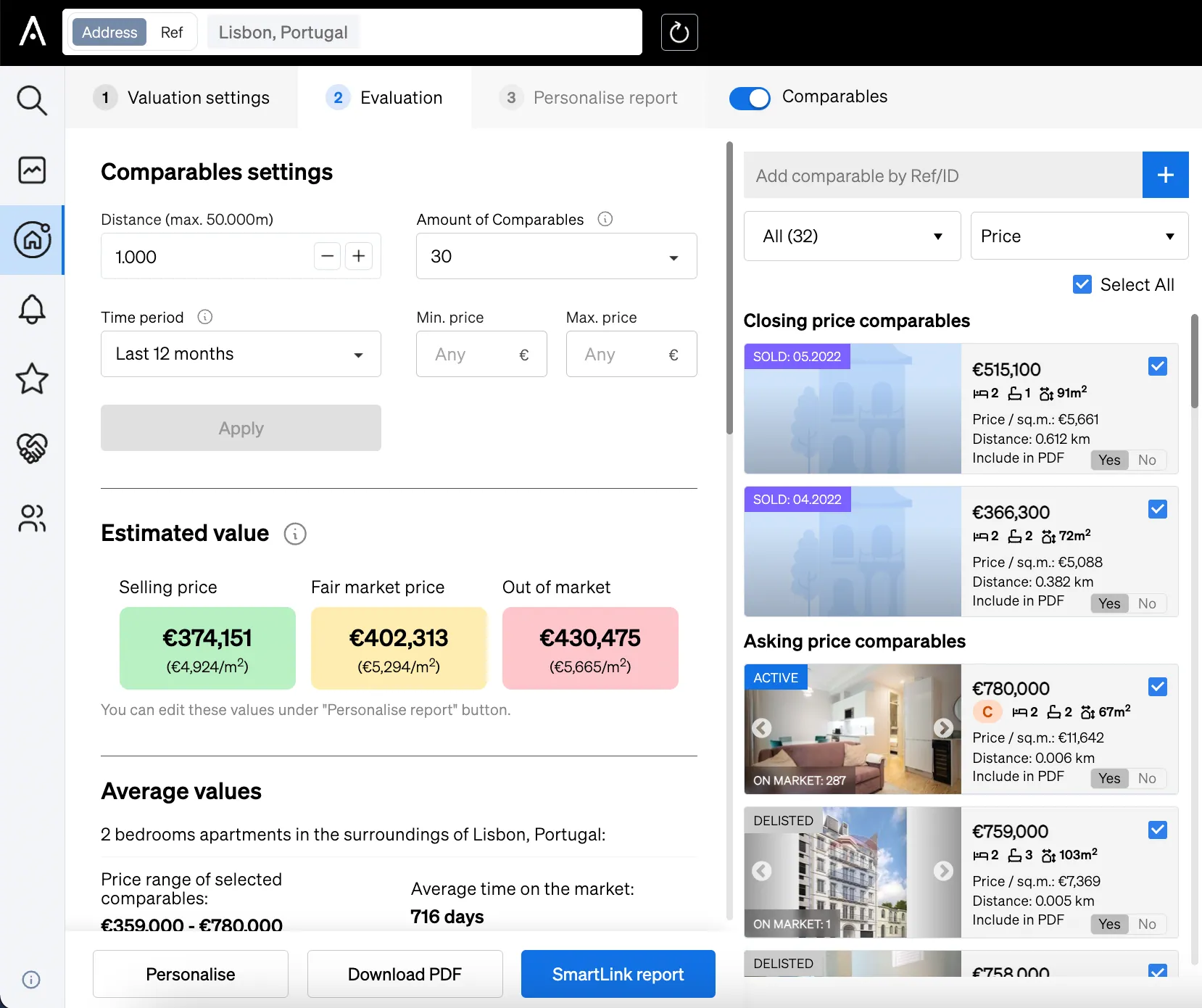 Smartlink creation inside CASAFARI's Property Valuation