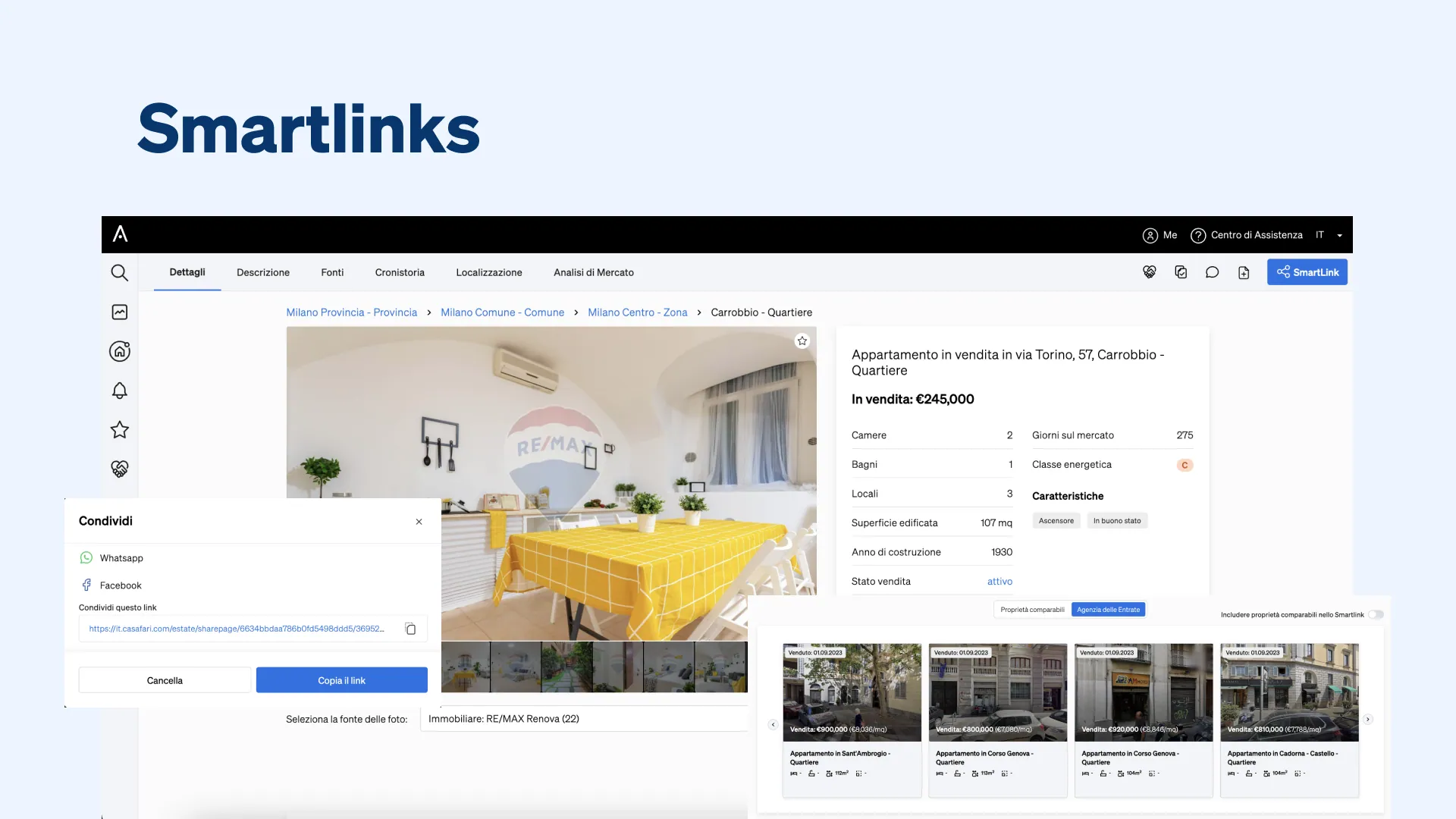 Smartlinks, una funzionalità di CASAFARI