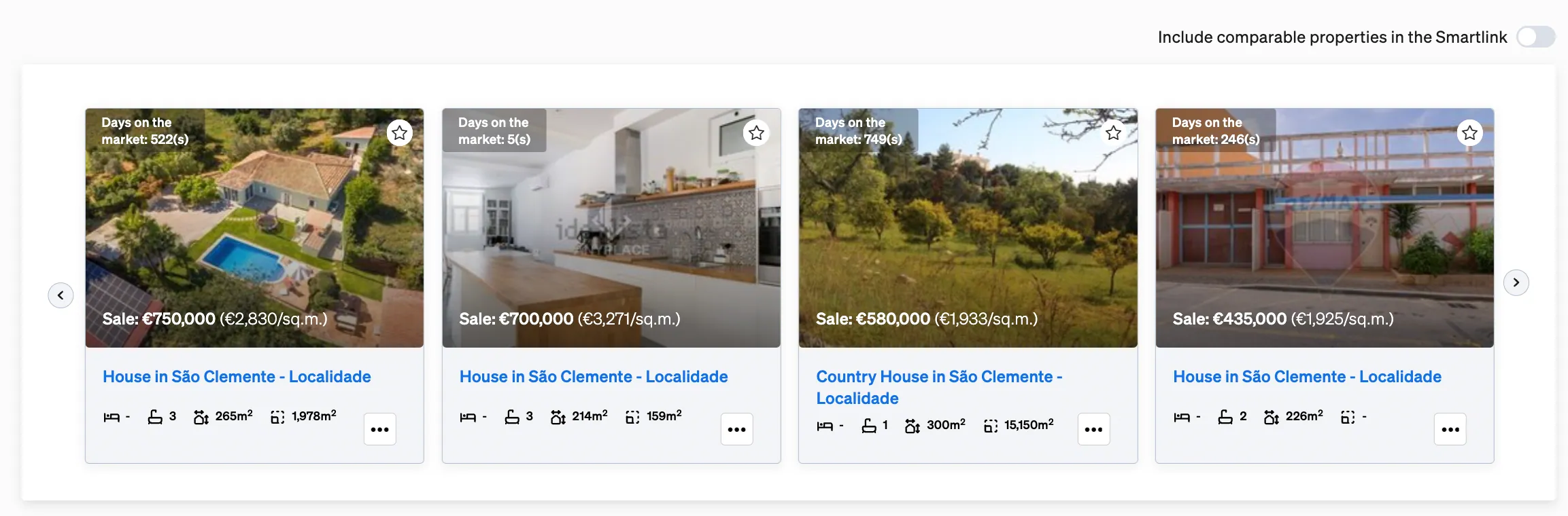 Toggle to select whether an information should or shouldn't be added to a Smartlink